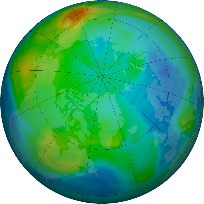 Arctic ozone map for 25 November 1991